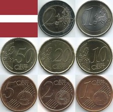 Lettland Euromünzen von 2014 bis 2025, unzirkuliert/bankfrisch