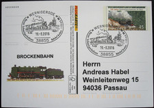 Bund BRD Pluskarte SST Wernigerode Bahnhof Brocken Harzer Schmalspurbahnen