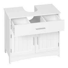 Waschbeckenunterschrank Badezimmerschrank Schubladen 2 Fächer Weiß 001SCG