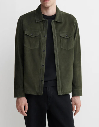 Olivgrüne leder hemdjacke - leder,