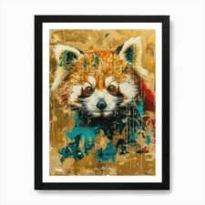 Roter Panda Goldeffekt Collage