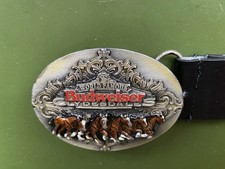 Gürtel mit Budweiser Schnalle Schwarz 115cm Leder Herren Pferde Western