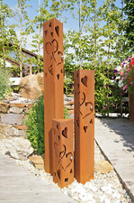 Säule Set Herz Edelrost mit