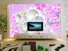 3D Lila Pfirsich Blumen 56