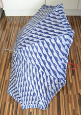 Toller True Vintage Regenschirm Sonnenschirm mit Rüschen u. Leder-Griff 50er J.