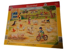 PLAYLAND Steckpuzzle Bauernhof 10 Teile Kinder Griffloch Holz