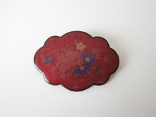 Antike Brosche Email Kupfer