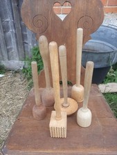 6x Kartoffel STAMPFER Holz alt antik orig.  Deko vintage 1920  Küche Sammlung