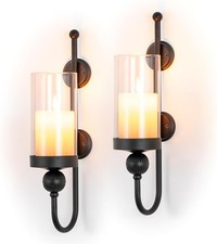 Wandkerzenhalter schwarz 2er - wandkerzenhalter,