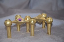 Quist-Nagel Kerzenhalter,  2x  Kerzenständer, Stecksystem, goldfarben, 70er