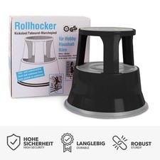 Tritthocker aus Stahl, Schwarz