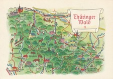 AK MAP, Landkarte, Umgebungskarte **THÜRINGER WALD I** 1966