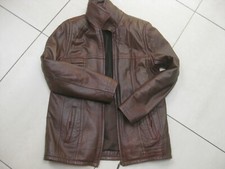 VINTAGE LEDER JACKE HIGHWAYMAN 38 40 MANTEL DAMEN 16 14 DISTRESSED RELAXED