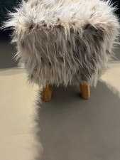 Fellhocker, Fake Fur, Beige