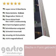 Edelstahl Winkel hochglanz 0,8mm Spiegel Winkelprofil Kantenschutz L-Profil V2A