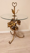 Beistelltisch Tisch mit Glasplatte und Blumenmotiv Vintage sehr schön gearbeitet