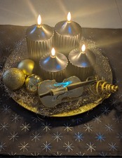 ❤️Adventskranz Elambia QVC  Metallic-Finish 4 schwarze Kerzen Adventsgesteck  ❤️