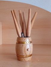 DDR Obst Edelstahl Messer Vorlege Gabel im Kult Holz Faß Ostalgie Party Deko alt