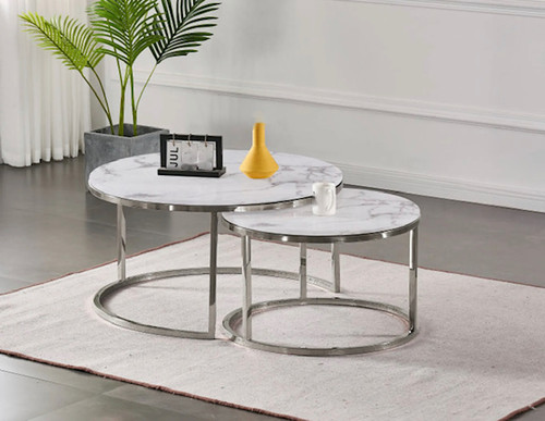 Runder couchtisch set silber - runder,