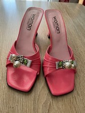 Uta Raasch Leder-Sandaletten Gr. 39 – Pink Echtleder mit Schmuckperlen & Strass,