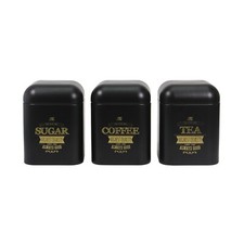 Vorratsdosen 3er-Set eckig schwarz Metall Kaffeedose Teedose Zuckerdose neuetisc