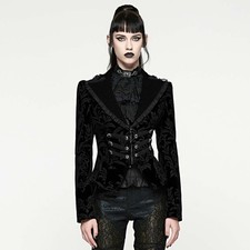 PUNK RAVE Gothic Jacke Damen Schwarz Samt Tressen Black Octopus Jacket EDEL GOTH