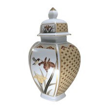 Japanische Porzellan Teedose, Tee-Urne, Kolibri Motiv, groß