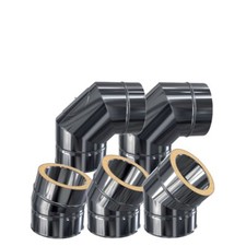 Edelstahlschornstein Winkel Bogen Knie doppelwandig 15° 30° 45° 90° DW 113 - 200