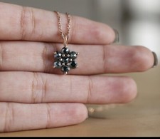 Anhänger Kette 585 Blume blauer Diamant 14 k rosegold Gold