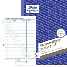 Zweckform Kassenbestandsrechnung 318 A5 praxisgerecht je Buch 50 Blatt AVERY