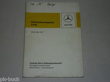 Tabellenbuch Reifendruck Luftdruck Reifendrucktabelle Mercedes Benz LKW, 05/1977