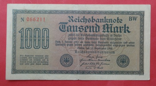 Reichsbanknote 1000 mark - reichsbanknote,