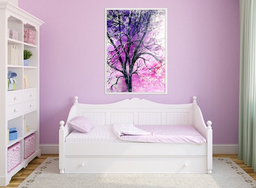 Lila baum gerahmt poster - 3d,