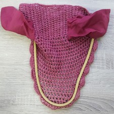 Fliegenmaske Fliegenschutz Ohrenhaube unbenutzt weinrot