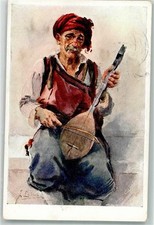 10713421 - Volkstypen der Umgebung von Ragusa , Altes Instrument Gusla Trachten