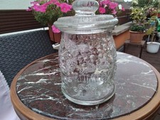 Rumtopf+Deckel geprägtes PESSGLAS Obstmotive+Schrift 1 L. gebraucht