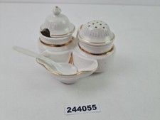 Menage Porzellan mit Kunststofflöffel Salzstreuer Senfdose #244055