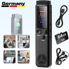 Digital Diktiergerät Tragbar Aufnahmegerät Stereo MP3 Player Voice Recorder+64GB
