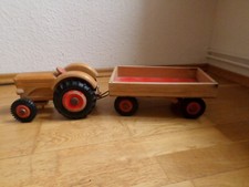 DDR Holz Traktor + Anhänger