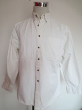 Outdoor Canvas Button Down Hemd LANDS´END langarm ca M  "Jeanshemd" weiß /P