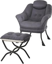  Getuftetem Ohrensessel mit Hocker, Relaxsessel, Polstersessel Lesesessel