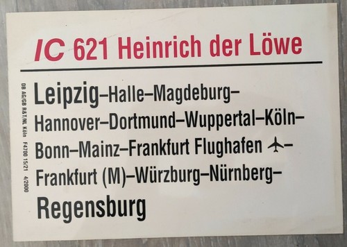 Zuglaufschild intercity 621 - ic,