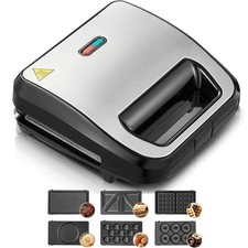 Waffeleisen Kontakt Grill Panini Sandwichmaker Tischgrill 6in1 750W Donuts Reise