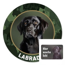 Labrador schwarz Autoaufkleber Sticker Zaunschild Türschild "Hier wache ich"