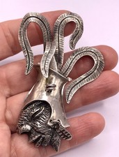 Vintage Azteken Kopf Ethno Maya Anhänger Kettenanhänger Silber