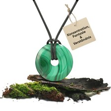 Malachit Edelstein Anhänger | Kristall Kette mit Donut Anhänger