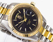 CAVADINI Herrenuhr Leonardo massiv Edelstahl bicolor Tag Datum schwarz CV-331JDD