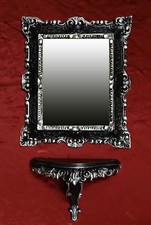 SET Wandspiegel + Konsole Spiegelkonsole Schwarz Silber BAROCK Antik  44x38  1*