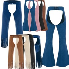 DE Herren Cowboy Kostüm Chaps Wildleder Hose mit Fransen Kostüm Halloween Party