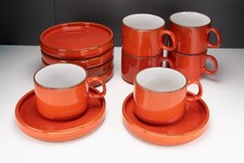 6x Melitta Ceracron Retro Vintage Kaffeetassen Teetassen mit Unterteller orange